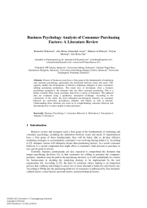 Business Psychology Analysis of Consumer Purchasing Factors