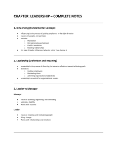 Leadership Complete Notes: Theories and Concepts