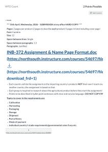 WTO Court Assignment: Agricultural Product Research