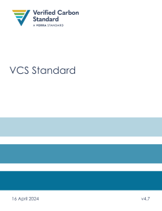 VCS Standard v4.7: Verified Carbon Standard for GHG Projects