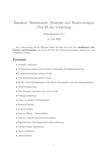 Handout: Marktmacht, Strategie und Marktversagen (Mikro&ouml;konomie)