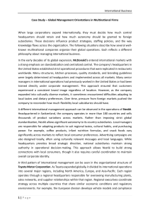 Global Management Orientations in Multinational Firms Case Study
