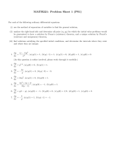 MATH221 Problem Sheet 1: Differential Equations