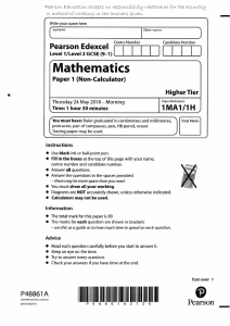 Pearson Edexcel GCSE Maths Paper 1 Higher Tier 2018