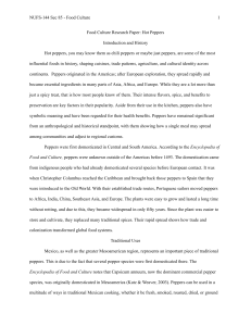 Hot Peppers: Food Culture Research Paper