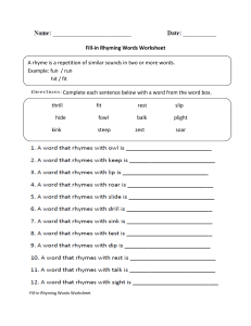 Rhyming Words Worksheet: Fill-in the Blanks