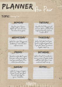 Au Pair English Planner: Having Fun Weekly Activities