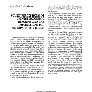 Soviet Perceptions of Chinese Economic Reforms and U.S.S.R. Implications