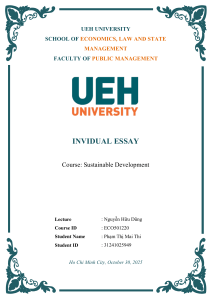 Individual Essay on Sustainable Development: Systems Thinking & SDGs