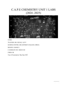 CAPE Chemistry Unit 1 Labs 2024-2025