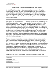 Korematsu Supreme Court Ruling Excerpt & Analysis