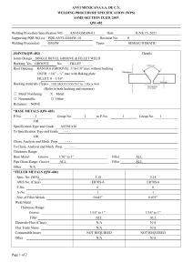 ANVI-GMAW-01 WPS: GMAW Welding Procedure Specification