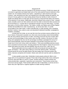 Economic Impact of Southern Slavery Assignment