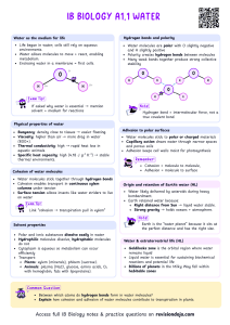 IB Biology A1.1 Water Study Guide