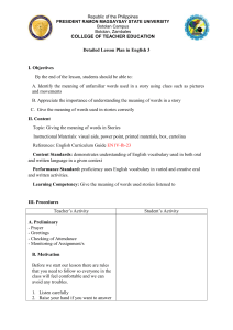 Detailed Lesson Plan: Giving Word Meanings in Stories (English 3)