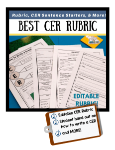 BEST CER RUBRIC: Editable Rubrics & Sentence Starters for Science Writing