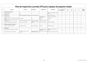 Plan de inspecci&oacute;n y prueba (ITP) para equipos de paquete simple