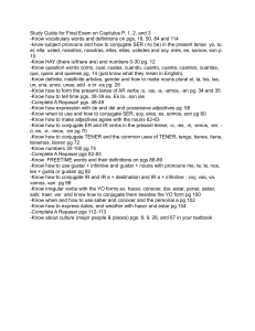 Spanish Final Exam Study Guide: Chapters P, 1, 2, 3