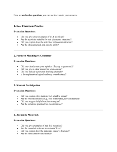 Evaluation Questions for Teaching Methods