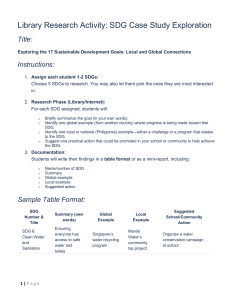 SDG Case Study Research Activity: Local & Global Connections