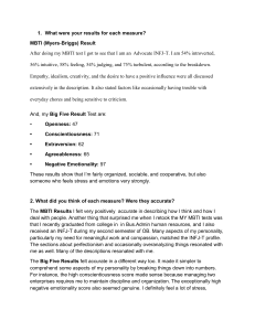 MBTI & Big Five Personality Test Results & Reflections