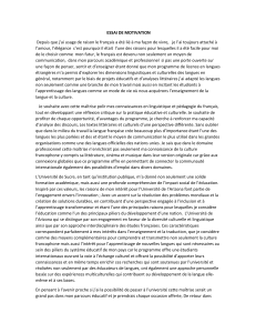 ESSAI DE MOTIVATION POUR MASTER EN FRAN&Ccedil;AIS