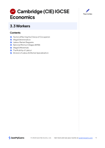 IGCSE Economics Notes: Workers (3.3)