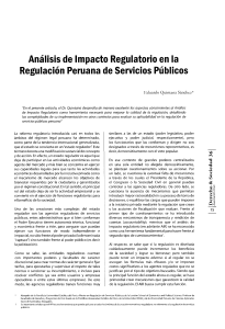 An&aacute;lisis de Impacto Regulatorio en la Regulaci&oacute;n Peruana de Servicios P&uacute;blicos