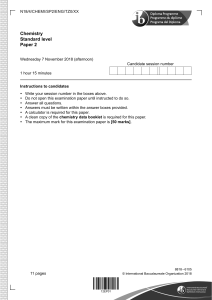 IB Chemistry SL Paper 2 2018 Exam Questions