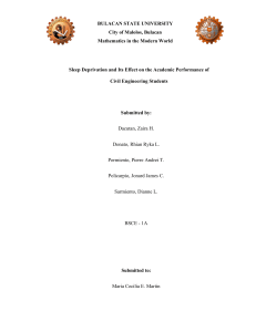 Sleep Deprivation and Academic Performance in Civil Engineering Students