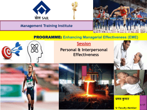 Enhancing Managerial Effectiveness: Personal & Interpersonal Skills