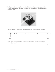 Physics Trolley Motion Worksheet with Ticker Tape Timer