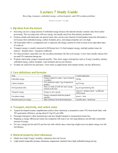 Lecture 7 Study Guide: Recycling & Embodied Energy