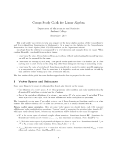 Comps Study Guide for Linear Algebra | Amherst College