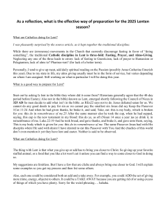 Preparing for 2025 Lent: Catholic Practices & Reflections