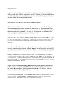 Resilience: A Cricket Story of Overcoming Challenges