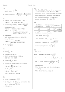 Statistics Formula Sheet