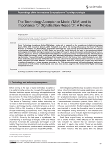 Technology Acceptance Model (TAM) Review for Digitalization Research