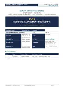 ROM50MW Records Management Procedure