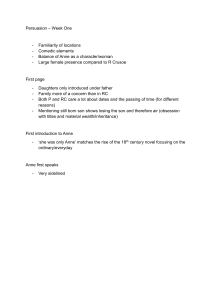 Persuasion Week One: Literary Analysis Notes