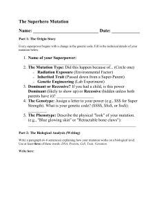 Superhero Mutation Genetics Worksheet