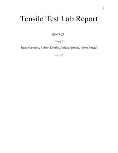Tensile Test Lab Report: ENGR 271 Results