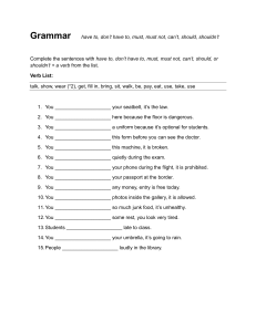 Grammar Worksheet: Modal Verbs Exercise
