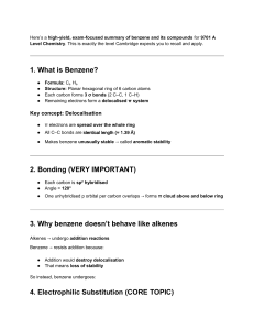 A Level Chemistry Benzene Summary