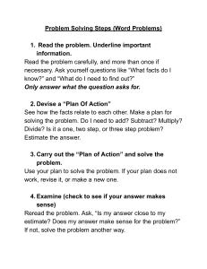 Problem Solving Steps for Word Problems