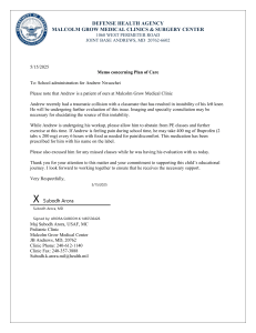 Medical Memo: Andrew Nwaochei's Knee Injury Plan of Care