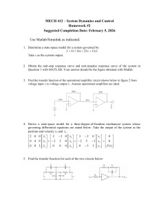MECH 412 Homework 2: System Dynamics and Control Problems