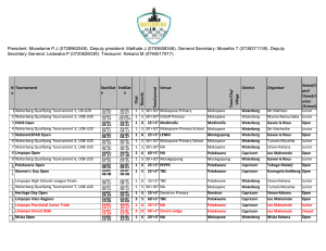 Waterberg Chess Tournament Schedule 2026