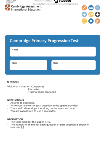 Cambridge Primary Progression Test Mathematics Stage 6 Paper 1 2025