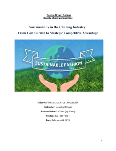 Sustainability in Clothing Industry: From Cost to Competitive Advantage